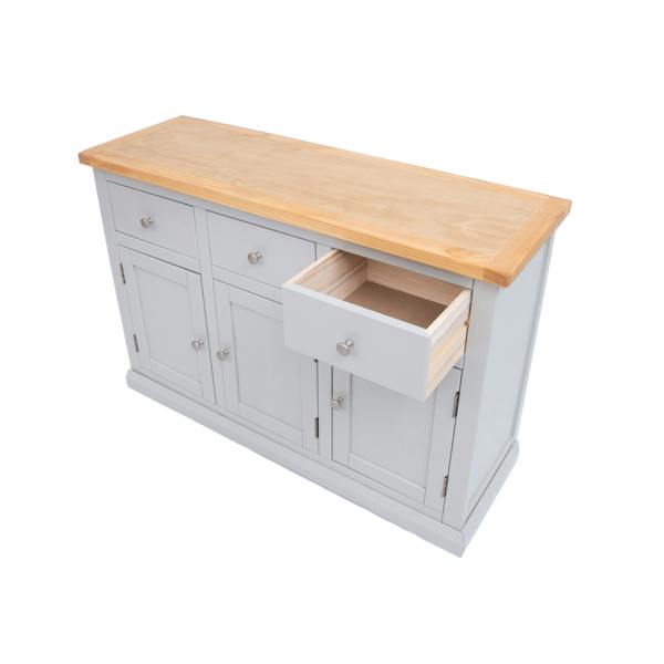 Cabinet Bits Loreo Light Grey 3 Drawer 3 Door Sideboard Chrome Knob