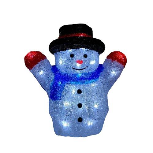 Samuel Alexander 27cm Battery Operated LED Light up Acrylic Christmas Snowman Decoration