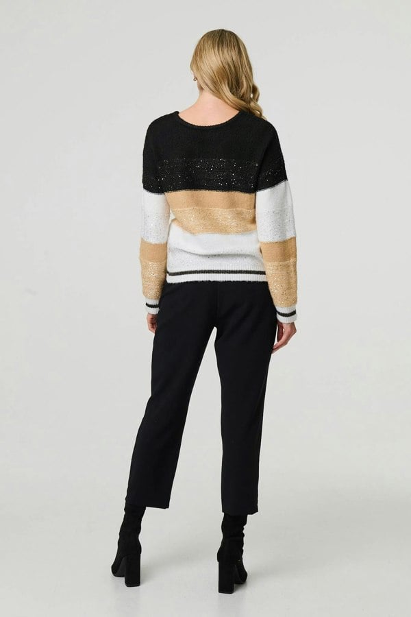 Beige | Colour Block Drop Shoulder Knit Jumper