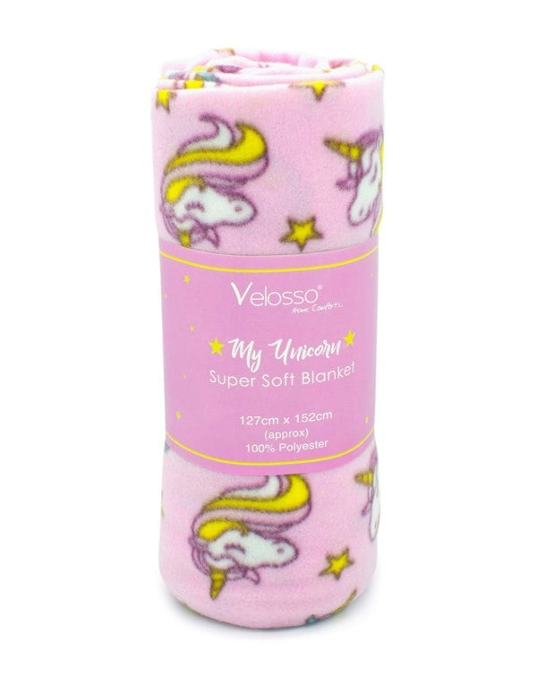 Velosso Unicorn Polar Fleece Blanket - 127cm x 152cm