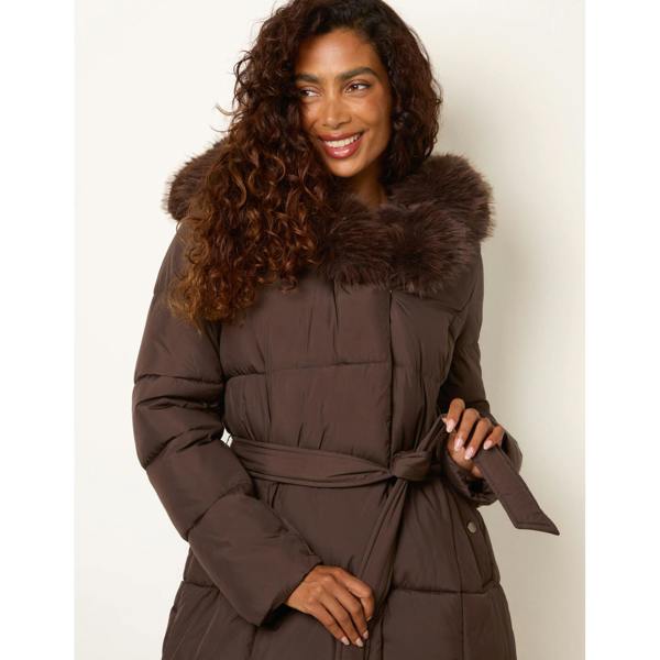 Blue Vanilla Pelted Faux Fur Short Puffer