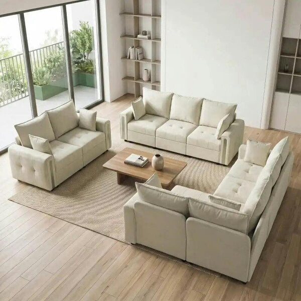 Bobobiy 2 Seater Sofa with Lift-Up Storage, 168 cm Comfy Velvet Small Couch with Wide Deep Seat, Plush Backrest, Thick Padding, 2 Pillows, Beige