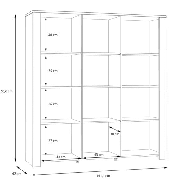 Wyld Haus Bramblecroft Grey and Natural Oak Wood Large Display Cabinet 3 Door