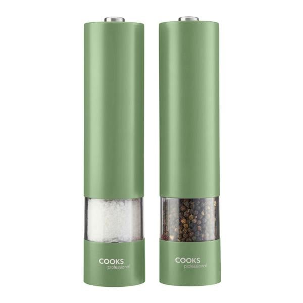 Cooks Professional Electric Salt and Pepper Mill Set | Green