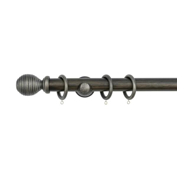 A.Unique Home Ribbed Wooden Curtain Pole with Rings and Fittings, In a Variety of Colours and Sizes (35mm)
