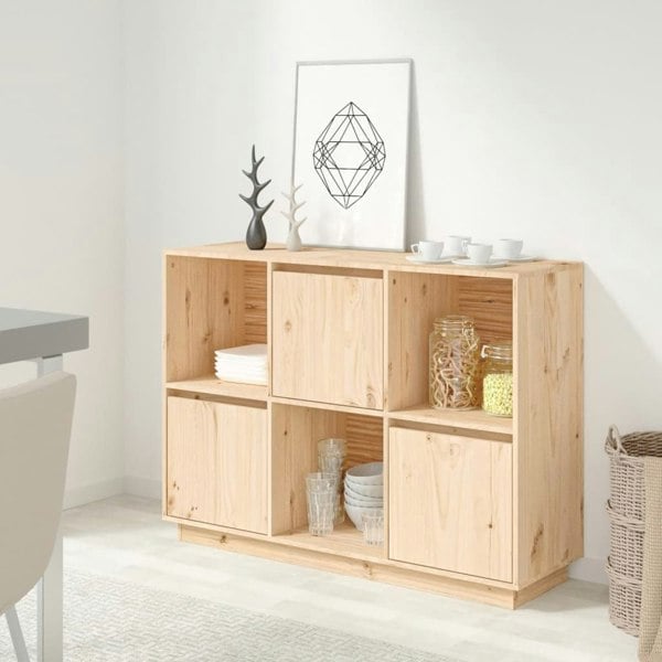 Berkfield Sideboard 110.5x35x80 cm Solid Wood Pine