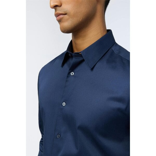 Ted Baker Slim Fit Luuk Steel Navy Stretch Shirt