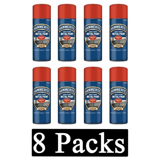 Hammerite 8X Hammerite Smooth Red Spray Paint 400ml
