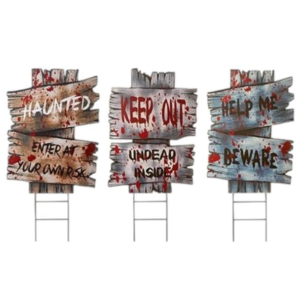 Garden Greatness 3 Pack Halloween Scary Message Board Stakes