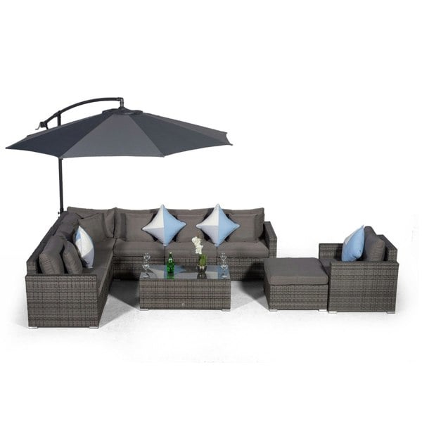 Giardino Havana 7 Seat Rattan Sofa Set w/ Coffee Table, Armchair and Ottoman