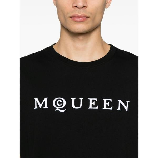 Alexander Mcqueen Flocked Logo T-Shirt   in  Black