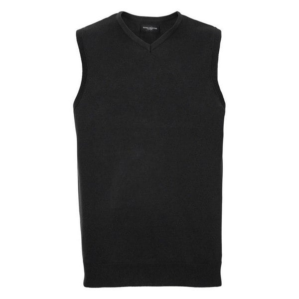 Russell Collection Mens Knitted V Neck Sleeveless Sweatshirt - Charcoal Marl