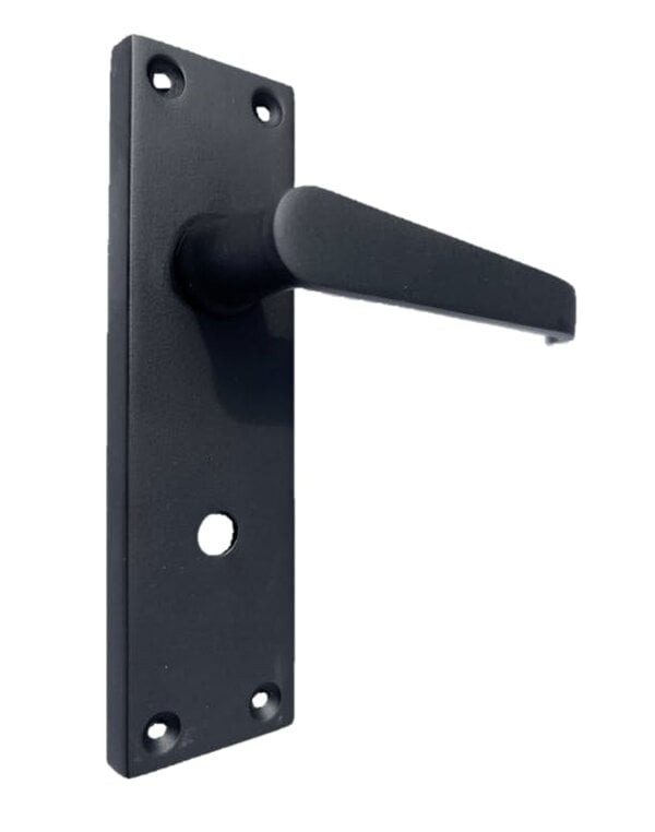 EDH Door Hardware Victorian Straight Matt Black Bathroom Interior Door Handles+Bathroom SASH Lock2