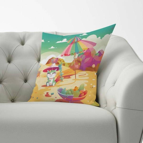 Warren Reed Kitten On A Beach Holiday Cushions