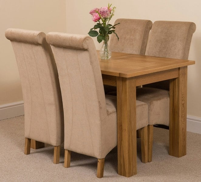 That's Furniture Hampton Small Oak Extending Dining Table with Montana Fabric Chairs
