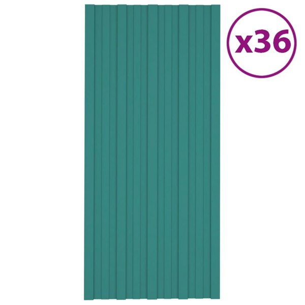 Berkfield Roof Panels 36 pcs Galvanised Steel Green 100x45 cm