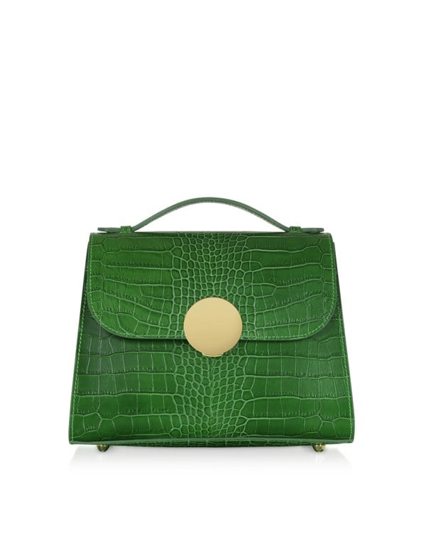 Le Parmentier Bombo Croco Top-Handle Satchel Bag - Green