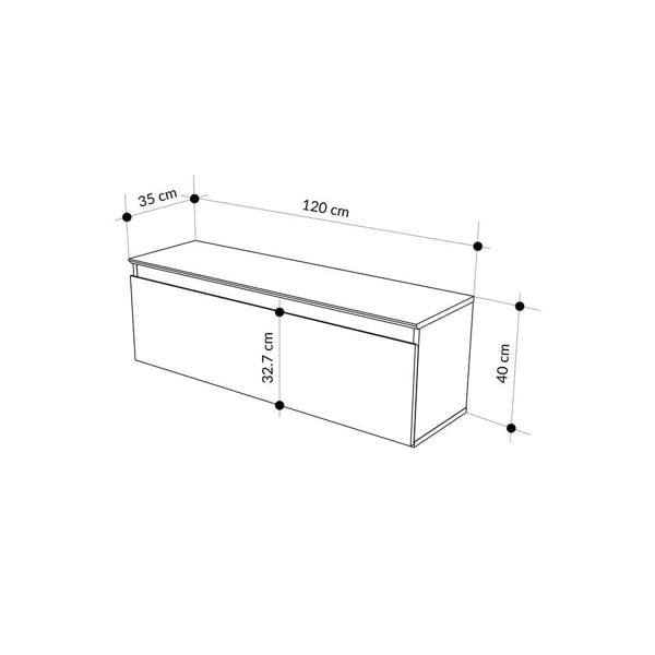 Decortie Modern TV Stand Unit 120cm with Soft-Close Drop-Down Door Non-handle Design & Storage Space, Living Room