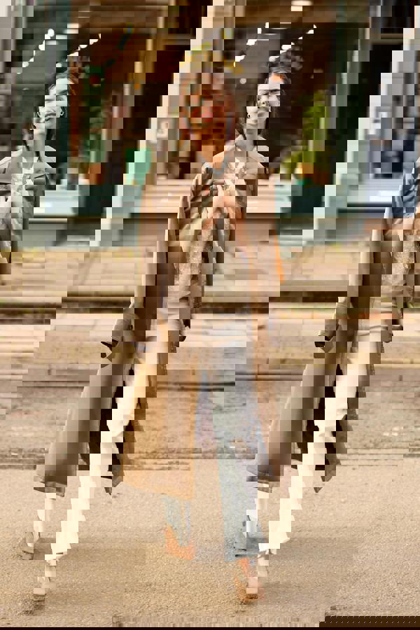 GWD Imara Floral Embroidery, Sheer Mesh Sparkle Top