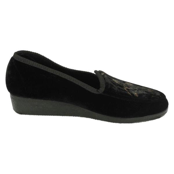 Spot On Ladies Spot On Slip On Floral Design Slipper Shoes