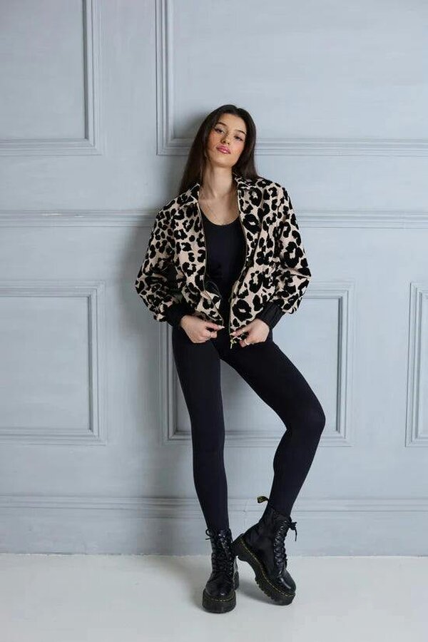 Lioness by TF Leopard Velvet Bomber Jacket