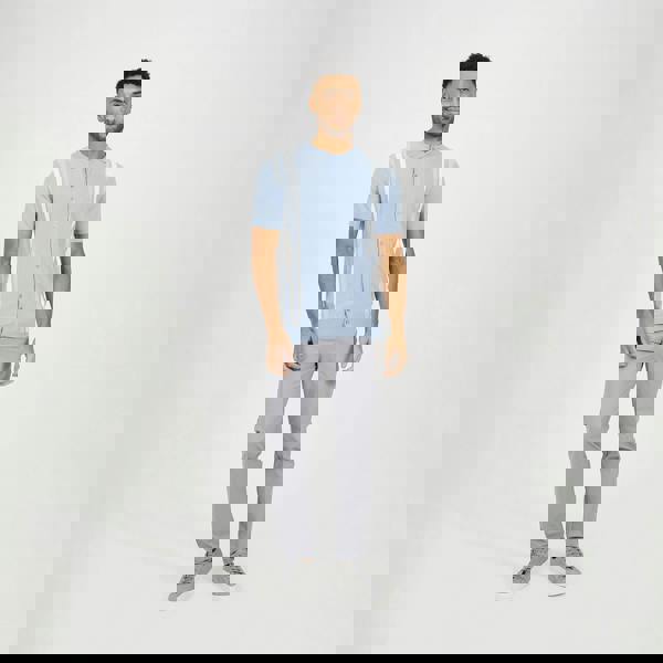 Brave Soul Blue Knitted Short Sleeve Shirt - Blue Image 3