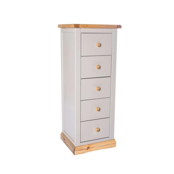 Cabinet Bits Bomporto 5 Drawer Narrow Chest of Drawers Wood Knob