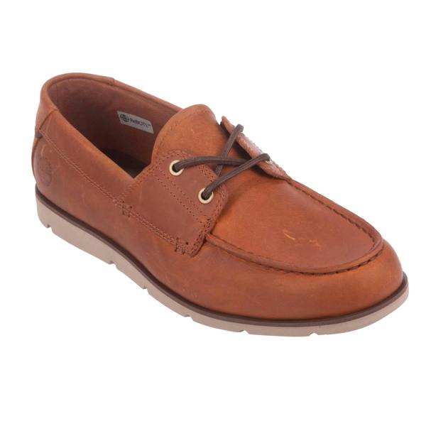 Timberland Mens Grafton Bay Leather Boat Shoes - Orange - 