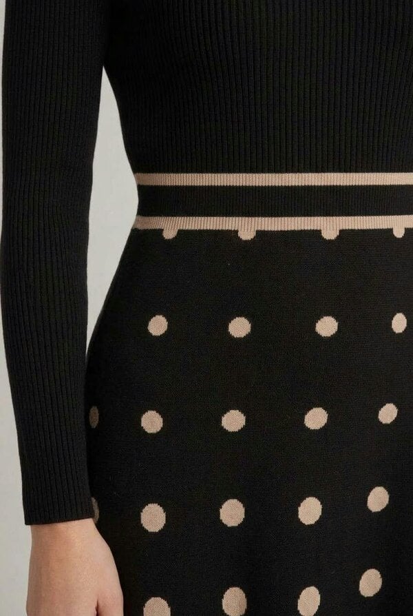 Izabel London Spotty Print High Neck Midi Jumper Dress