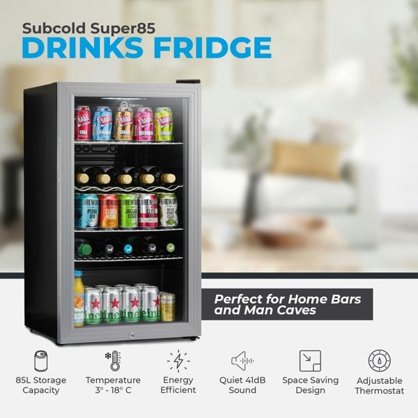 Subcold Super 85 LED Beer Fridge - Silver