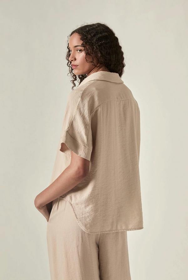 James Lakeland Relaxed Short Sleeve Blouse – Oatmeal
