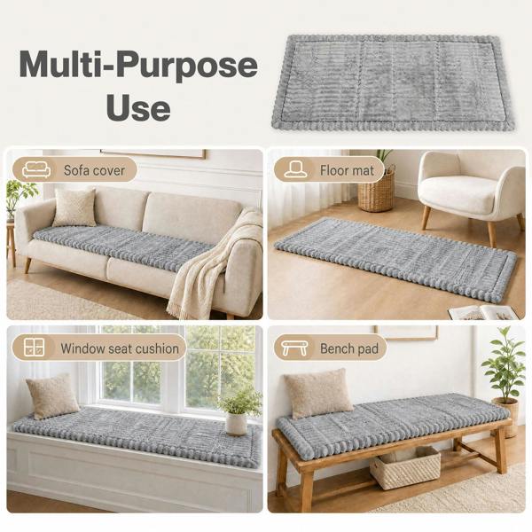 Marlow Corduroy Sofa Cover Pet Friendly Non Slip Washable 70 x 150cm Light Grey