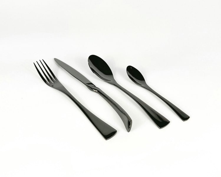 Flatware Black Stainless Steel Cutlery Sets x16/24 pieces from What a Host Home