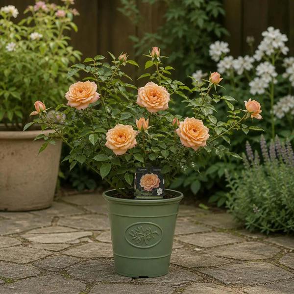 3L Happy Birthday Peach Rose Bush - Beautiful Flowering Plant Gift
