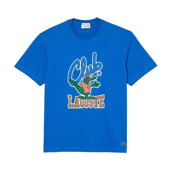 Lacoste Unisex Adult Club Printed Heavy Cotton T-Shirt - Blue - 