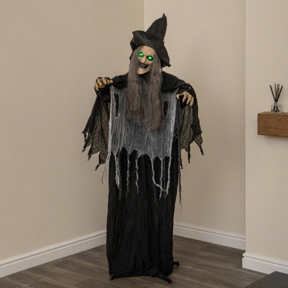 Samuel Alexander 1.84m Animated Cackling Halloween Witch with Green LED Eyes
