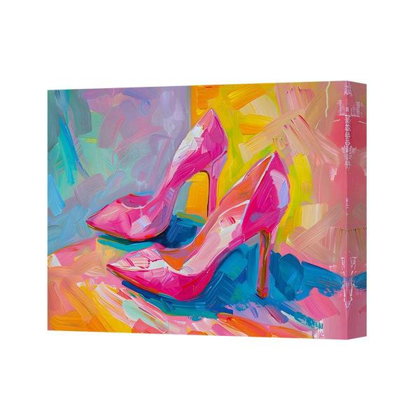 Benjamin Tate Design Colorful Abstract High Heel Shoe Canvas Art Print Wall Decor