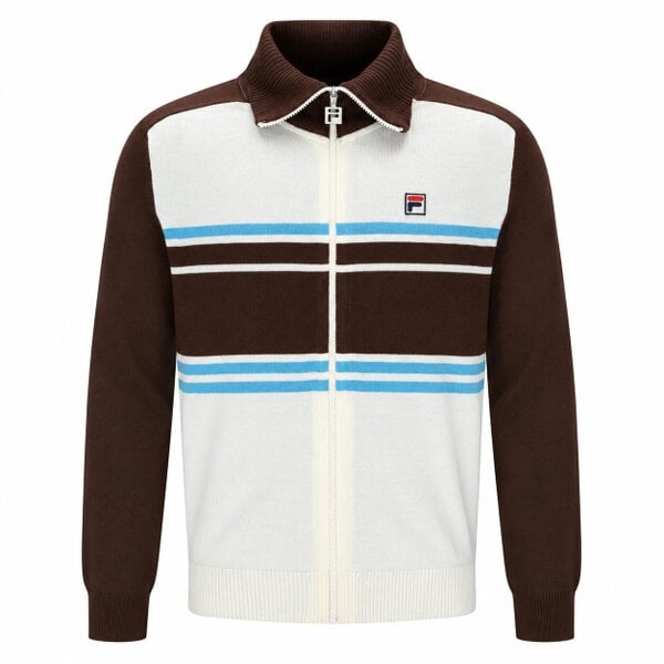 Fila Lena Full Zip Knit Jumper Gardenia/Fudge/Azure Blue