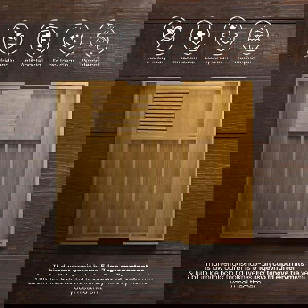 MANTRARAJ Cutlery Drawer Organiser Expandable Bamboo Utensil Organiser With Knife Holder Kitchen Drawer Divider