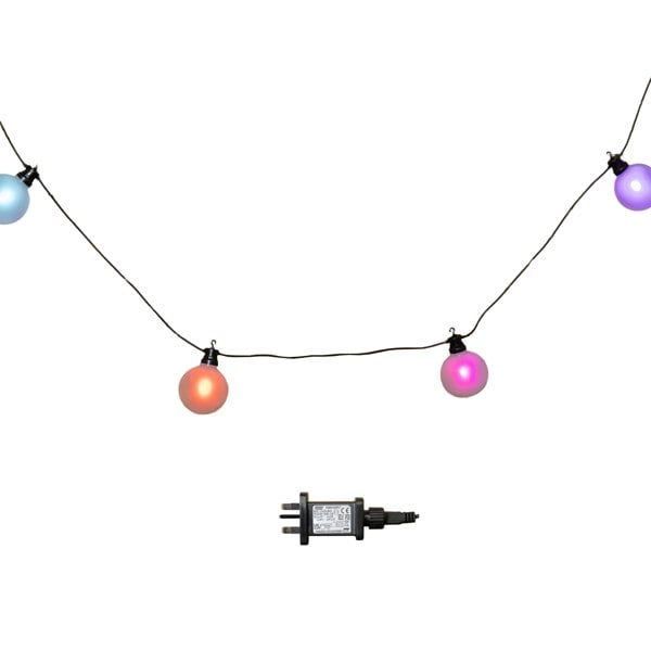 Samuel Alexander 4.5m Set of 10 Frosted Ball Style Cap String Lights with Filament in Rainbow