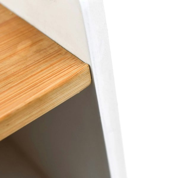 Maison des Cadeaux White Bamboo Single-Layer Bread Bin with Top Shelf