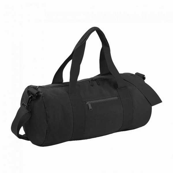 Bagbase Plain Varsity Barrel / Duffle Bag (20 Litres) - Black/Black