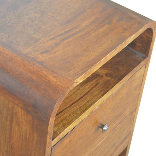 Wyld Haus Bologna Chestnut Mango Wood Curve 2 Drawer Bedside Table