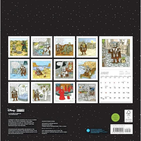 Chronicle Books Disney Star Wars, The Mandalorian and Child Calendar 2027, Wall Calendars, Month To View, Entertainment, Gift