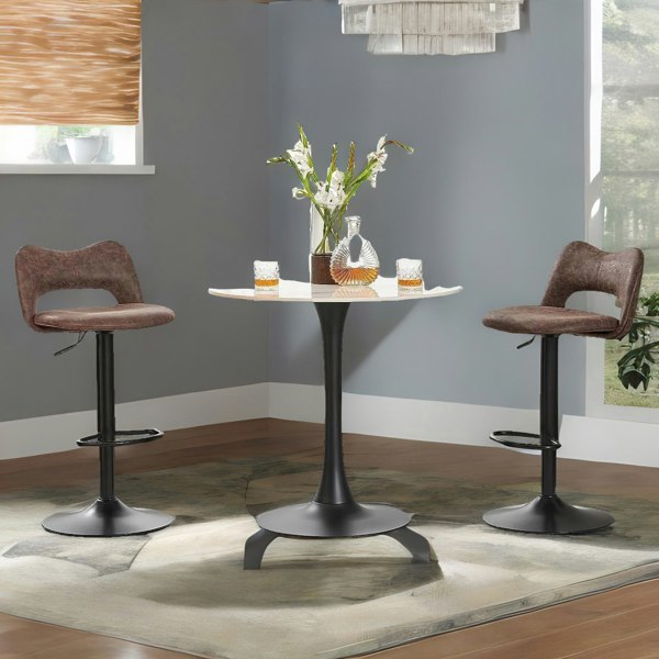 Rafaelo Mobilia Adjustable Height Retro Brown Bar Stools Set Of 2