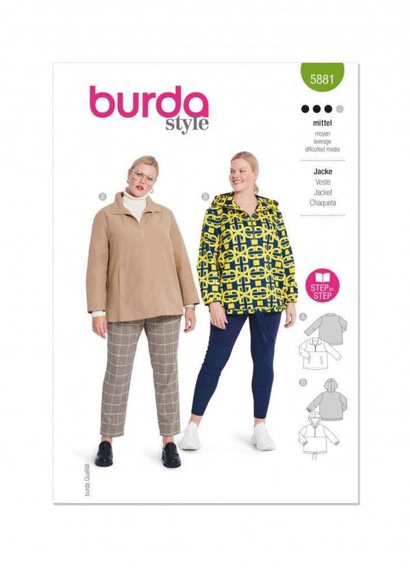 Burda Sewing Pattern 5881 Hoodies and Sweaters For Women, 18-28 (44-54) - Intermediate