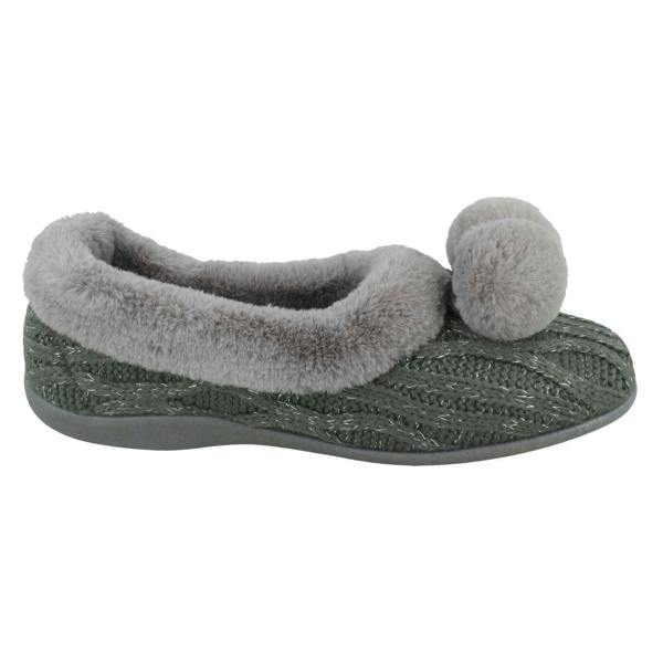 Rose Bank Ladies Rose Bank Memory Foam Knitted Pom Pom Slippers Chloe