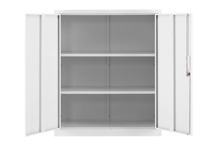 MMT Furniture Designs Grey Metal Storage Cabinet Cupboard 2 Door Locking Office Unit, Steel Filing Cabinet