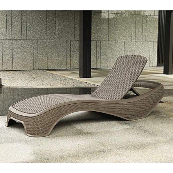 Centurion Supports MALDIVES Warm Grey Outdoor High-End PU Rattan Adjustable Sun Lounger-Fully Assembled