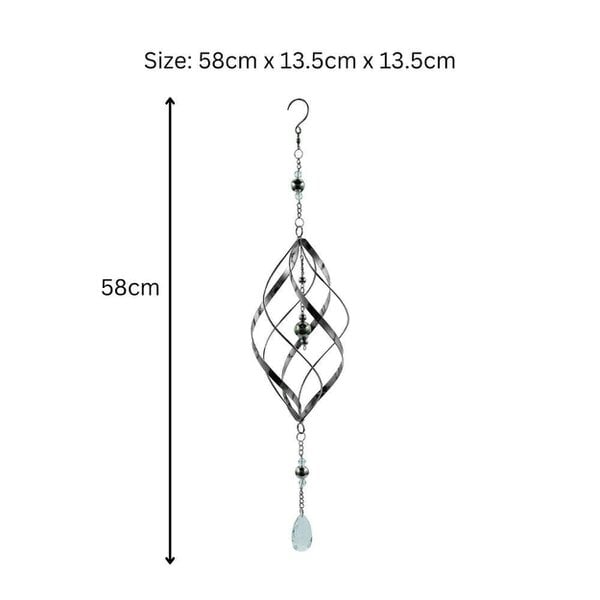 EDH Door Hardware Single Stainless Steel Spiral Spinner – 58cm x 13.5cm x 13.5cm | Elegant Garden Wind Spinner | Durable Outdoor Décor